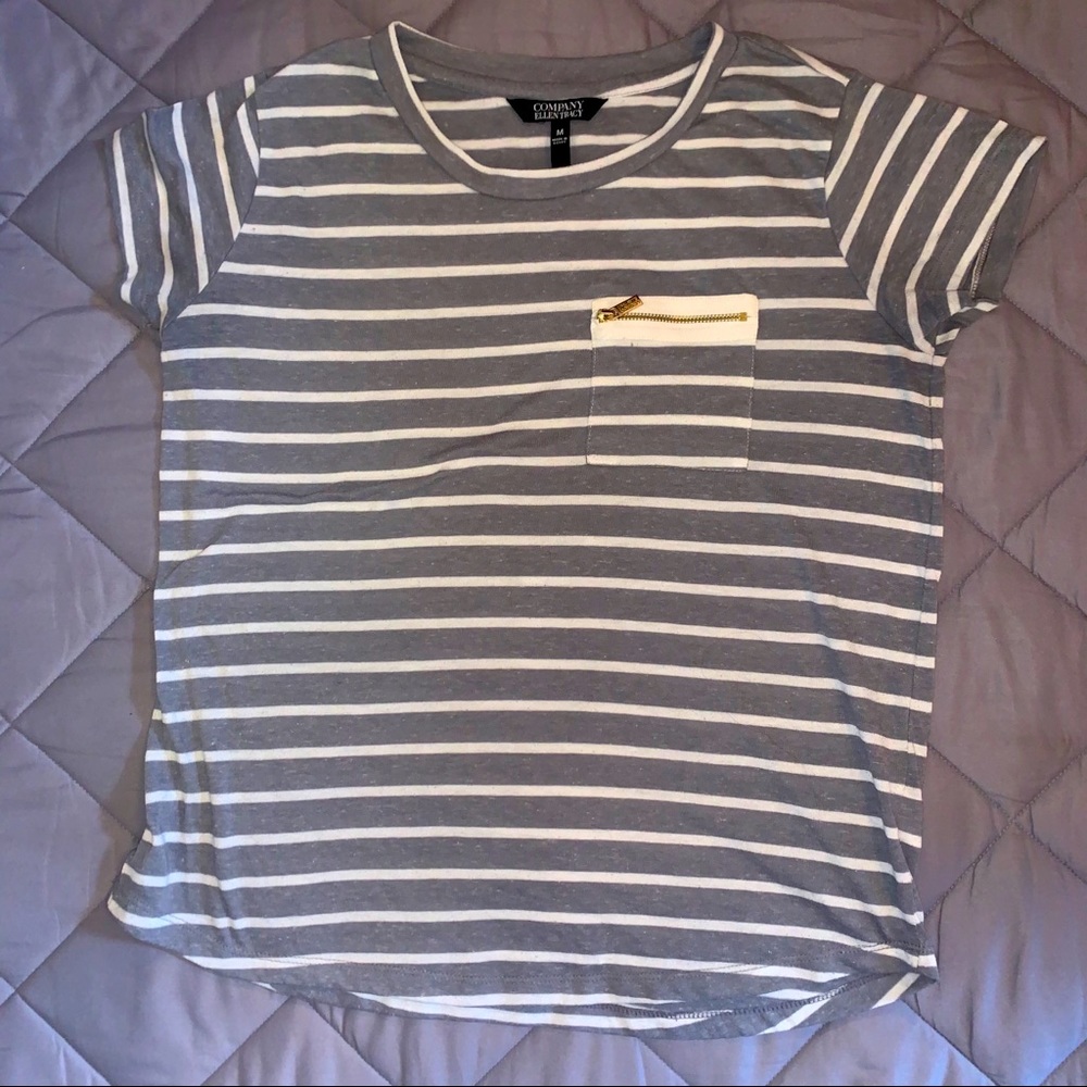 Ellen Tracy Grey Short-Sleeve Tee